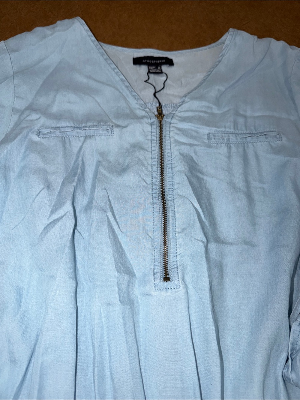 Atmosphere Pale Blue Denim-Look Romper with Front Zip - Picture 3 of 10